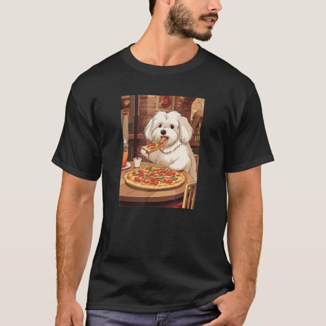 Havanese Pizza Rolig hund Food T Shirt (Framsida)