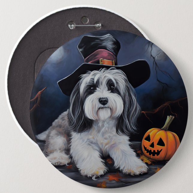 Havanese Pumpkins Halloween Scary Knapp (Framsida & baksida)