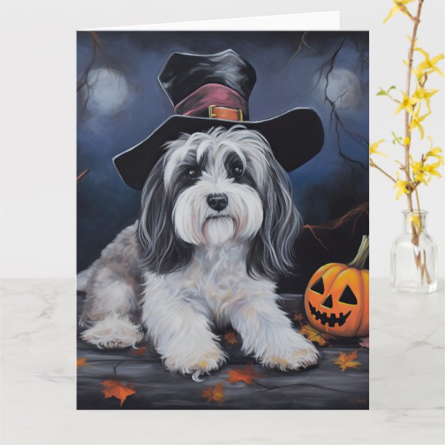 Havanese Pumpkins Halloween Scary Kort (Gul blomma)