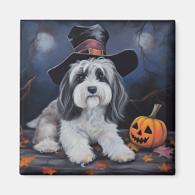 Havanese Pumpkins Halloween Scary Magnet (Framsidan)