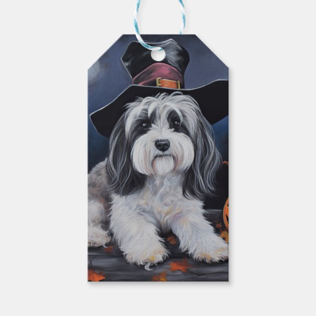 Havanese Pumpkins Halloween Scary Presentetikett (Framsidan)
