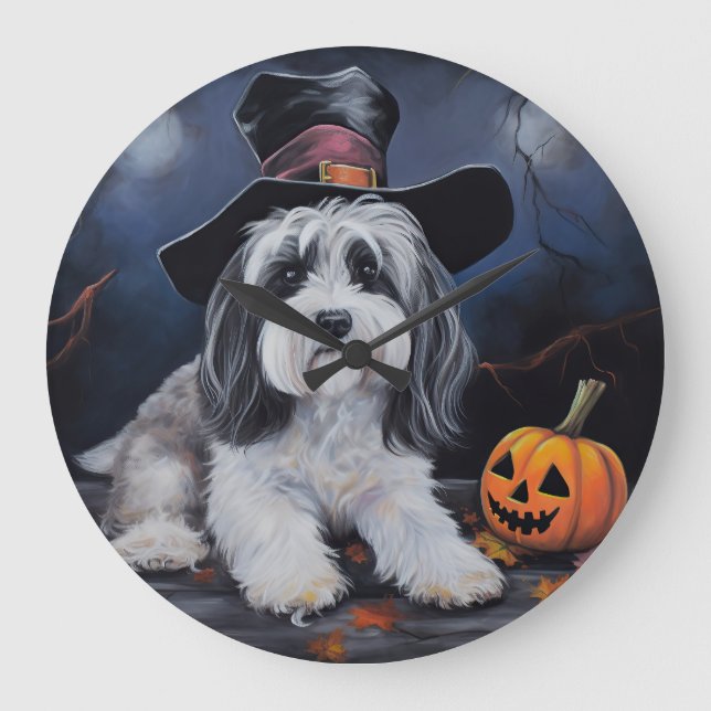 Havanese Pumpkins Halloween Scary Stor Klocka (Framsida)
