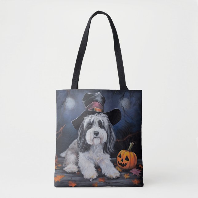 Havanese Pumpkins Halloween Scary Tygkasse (Framsida)