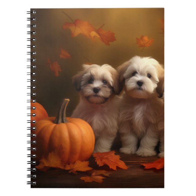 Havanese Puppy Autumn Delight Pumpkin Anteckningsbok (Framsidan)