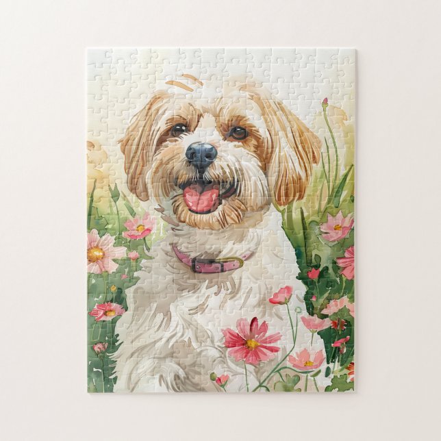 Havanese Puzzle - Watercolor Hund Jigszawa Pussel (Vertikal)
