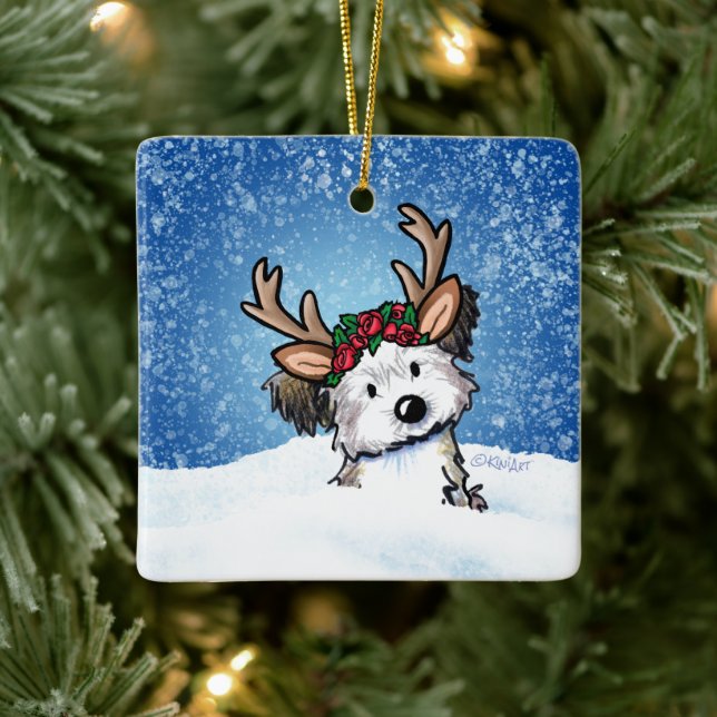 Havanese Reindeer Ceramic Ornament (Träd)