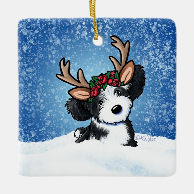 Havanese Reindeer Ceramic Ornament (Framsida)
