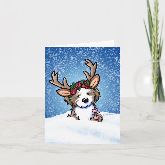 Havanese Reindeer Helgdag Card Helgkort (Framsida)