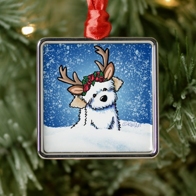 Havanese Reindeer Metall Ornament (Träd)
