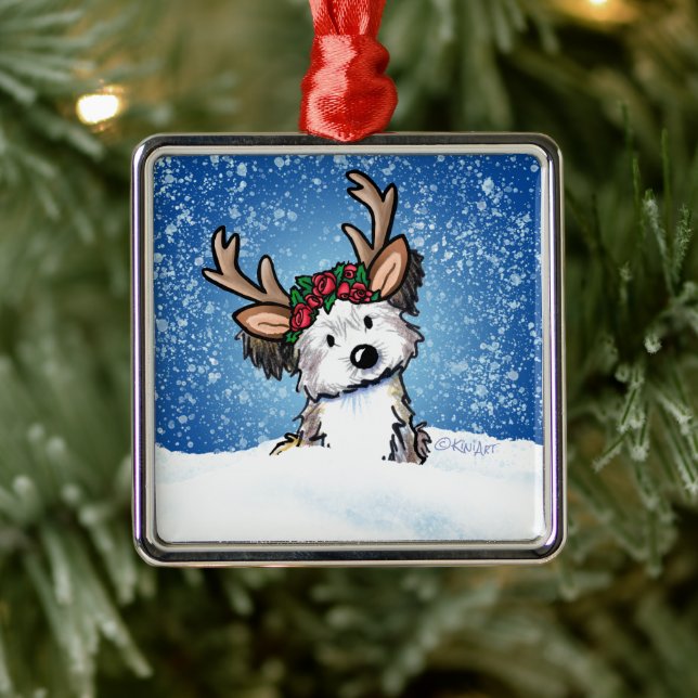 Havanese Reindeer Metall Ornament (Träd)