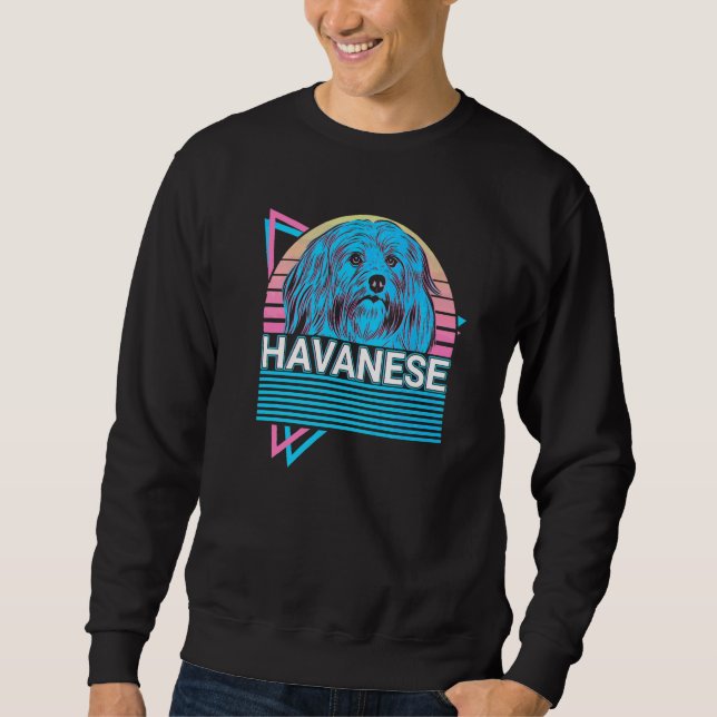 Havanese Retro   Lång Ärmad Tröja (Framsida)