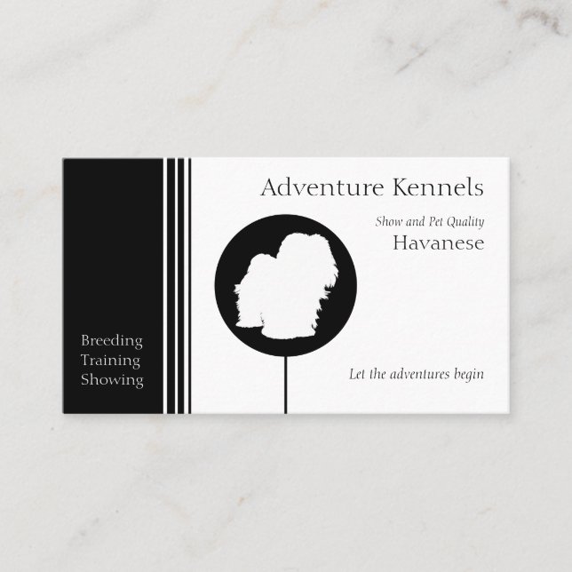 Havanese Silhouette Modern Black White Visitkort (Framsida)