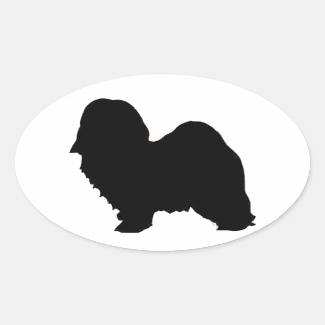 havanese silhouette ovalt klistermärke (Framsida)