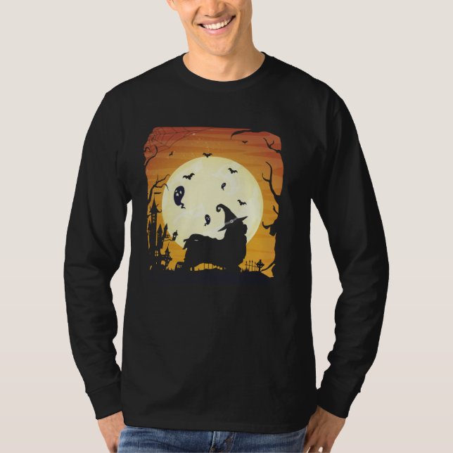 Havanese Silhouettes Happy Halloween Night T Shirt (Framsida)