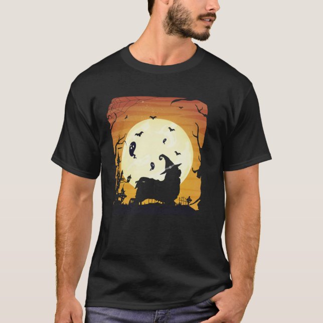 Havanese Silhouettes Happy Halloween Night T Shirt (Framsida)