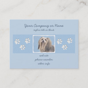 Havanese (silver) målning - gullig original- visitkort