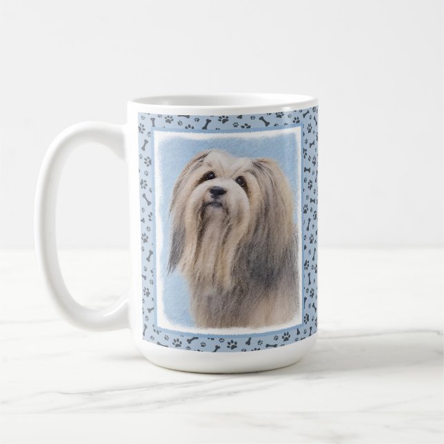 Havanese (Silver) Målning - Söt Original Hund Kons Kaffemugg (Vänster)