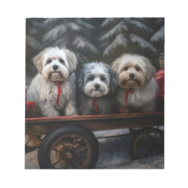 Havanese Snowy Sleigh-juldekalor Anteckningsblock (Framsida)