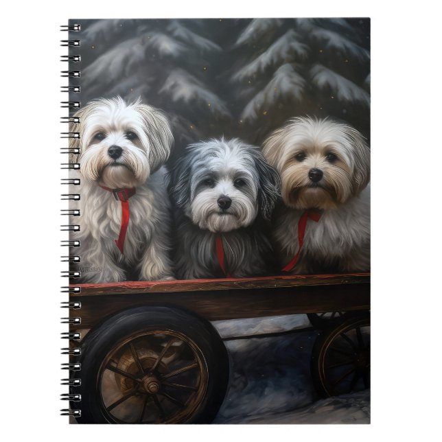 Havanese Snowy Sleigh-juldekalor Anteckningsbok (Framsidan)