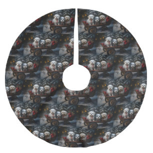 Havanese Snowy Sleigh-juldekalor Julgransmatta Borstad Polyester