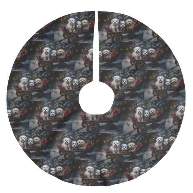 Havanese Snowy Sleigh-juldekalor Julgransmatta Borstad Polyester (Framsidan)