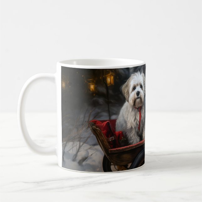 Havanese Snowy Sleigh-juldekalor Kaffemugg (Vänster)