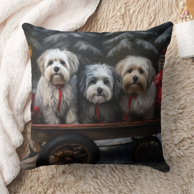 Havanese Snowy Sleigh-juldekalor Kudde (Filt)