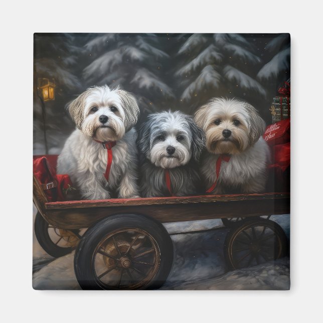 Havanese Snowy Sleigh-juldekalor Magnet (Framsidan)