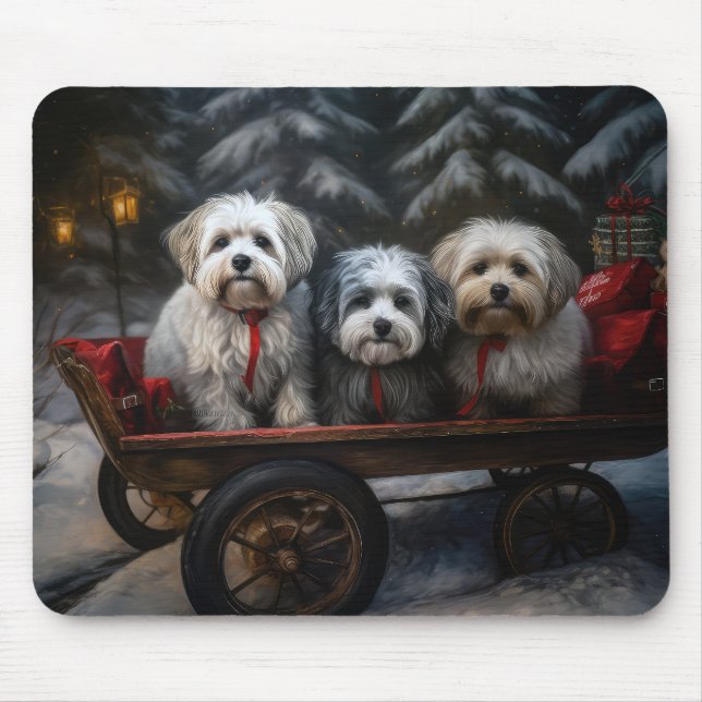 Havanese Snowy Sleigh-juldekalor Musmatta (Framsidan)