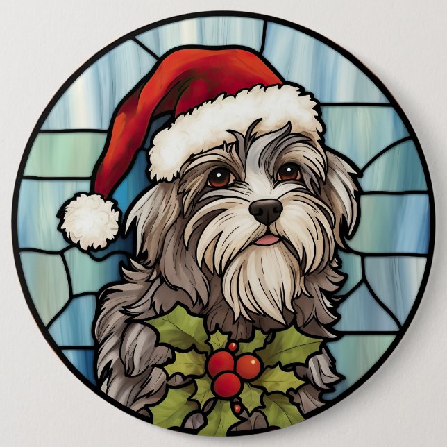 Havanese Stached Glass jul Knapp (Framsida)