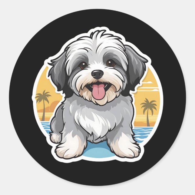 Havanese Sticker Runt Klistermärke (Framsida)
