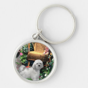 Havanese Summer Garden Rund Silverfärgad Nyckelring