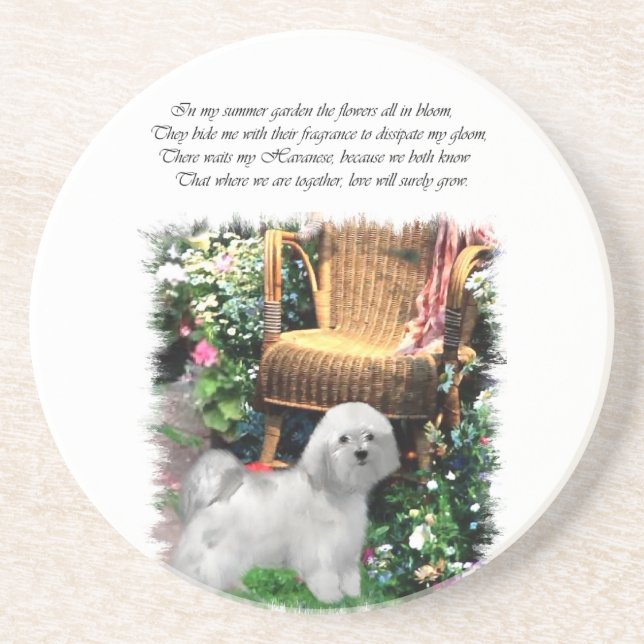 Havanese Summer Garden Underlägg Sandsten (Framsidan)