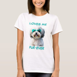 Havanese Teal Mint Heart Heart-Shaped Sunglasses T Shirt