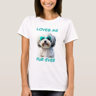 Havanese Teal Mint Heart Heart-Shaped Sunglasses T Shirt