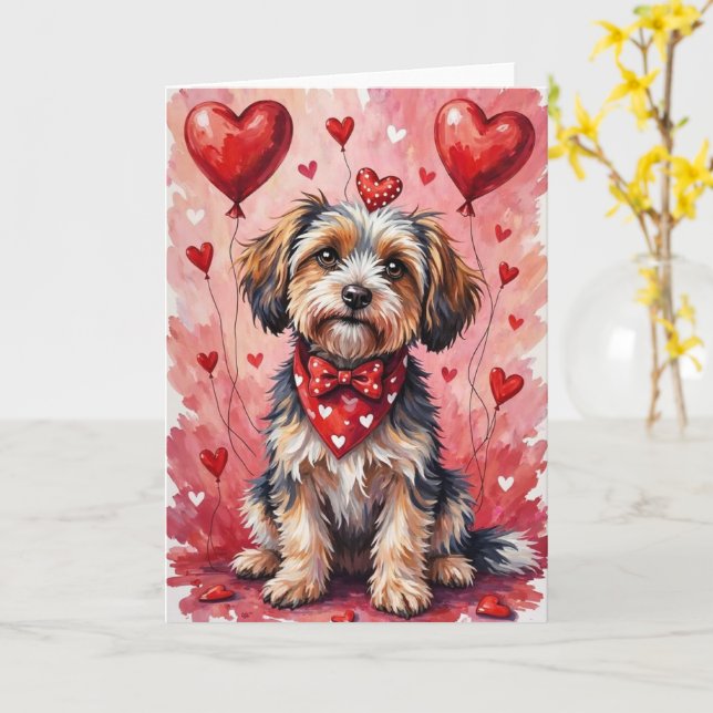 Havanese Valentine’s Day Dog with Hearts Red Kort (Gul blomma)