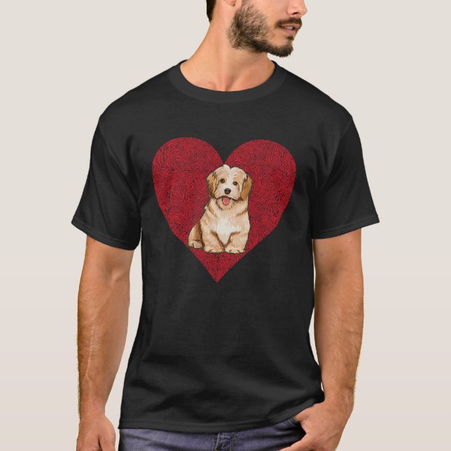 Havanese Valentines Day Dog Love Fingerprint T Shirt (Framsida)