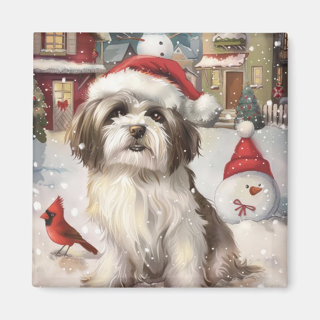 Havanese Vinter Värld Julglädje Magnet (Framsidan)