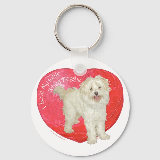 Havanese / Westie Mix Alla hjärtans dag Nyckelring (Framsida)