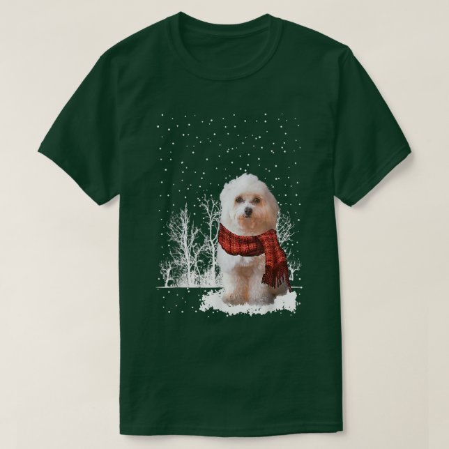 Havanese Winter Scarf Hundar Träd Forest Snö Chris T Shirt (Design framsida)