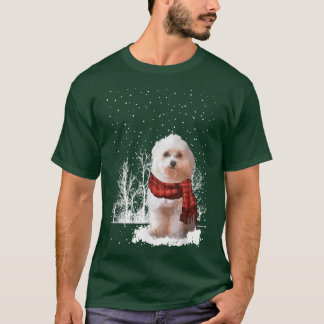 Havanese Winter Scarf Hundar Träd Forest Snö Chris T Shirt