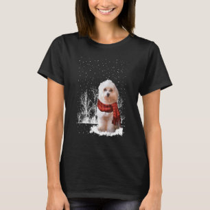 Havanese Winter Scarf Hundar Träd Forest Snö Chris T Shirt
