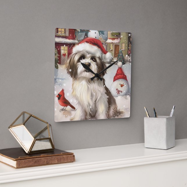 Havanese Winter Wonderland jul Joy Fyrkantig Klocka (Kontor)
