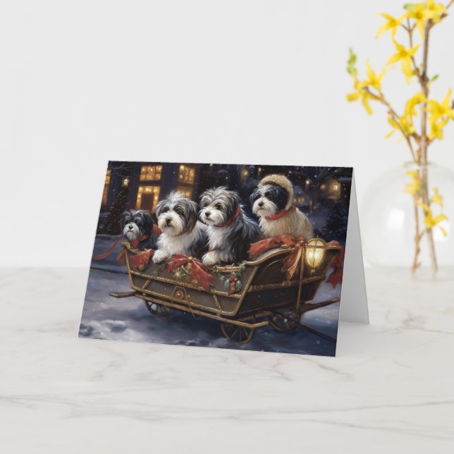 Havaneser Jul Festlig Säsong Kort (Gul blomma)