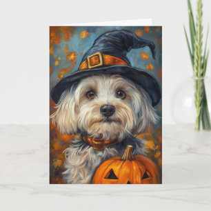 Havanesiska hund Halloween Helgkort