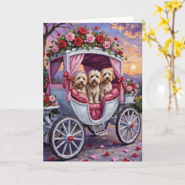 Havanesiska hundar Alla hjärtans dag  Kort (Gul blomma)