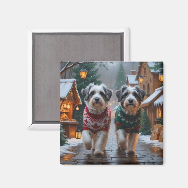 Havanesiska hundar jul snö semester  magnet (Front/Back)