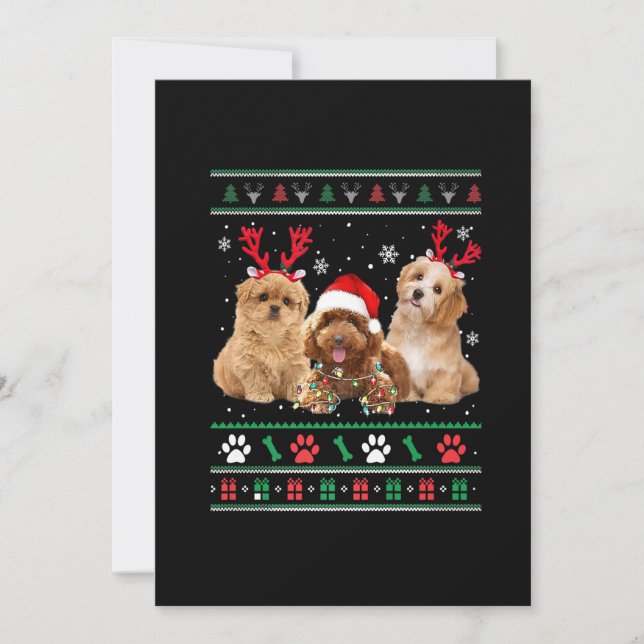 Havanesiska hundar Renar lampor FULA julpyjamas Julkort (Framsida)