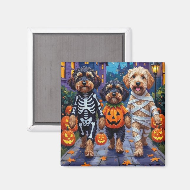 Havanesiska hundar trick-or-treating Halloween-kos Magnet (Front/Back)