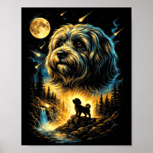 Havanesiska som ylar mot månen vintage 90-tal roli poster